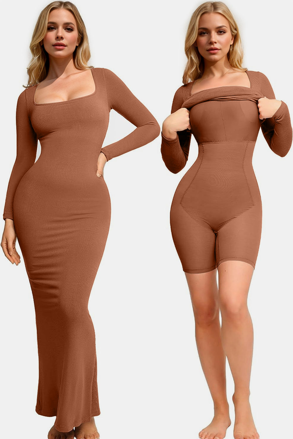 Basic Bae Built-In Shapewear Square Neck Long Sleeve Maxi Dress –  ALWAYSFOREVERBELOIT