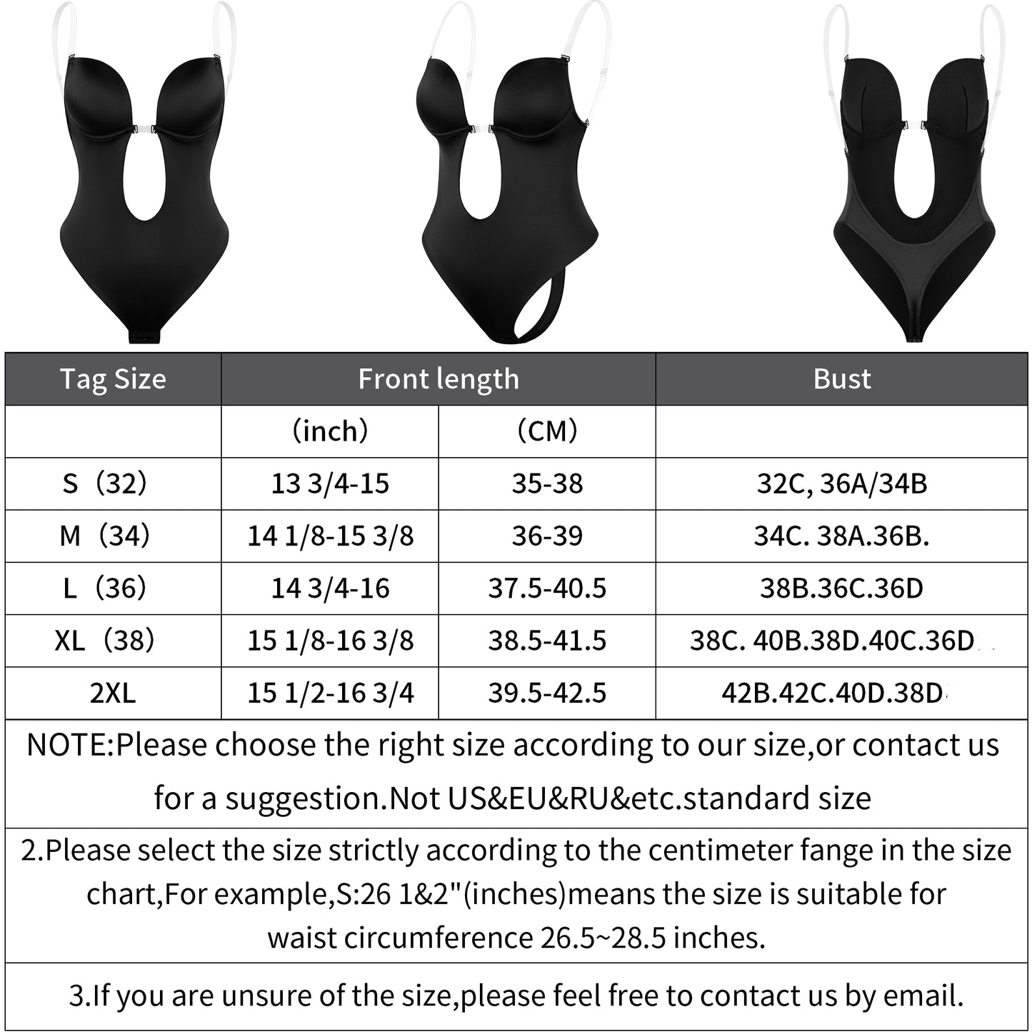 Backless U Plunge Thong Shapers Waist Trainer Women Clear Strap