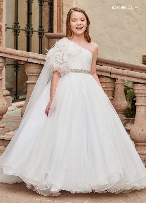 One shoulder organza ballgown